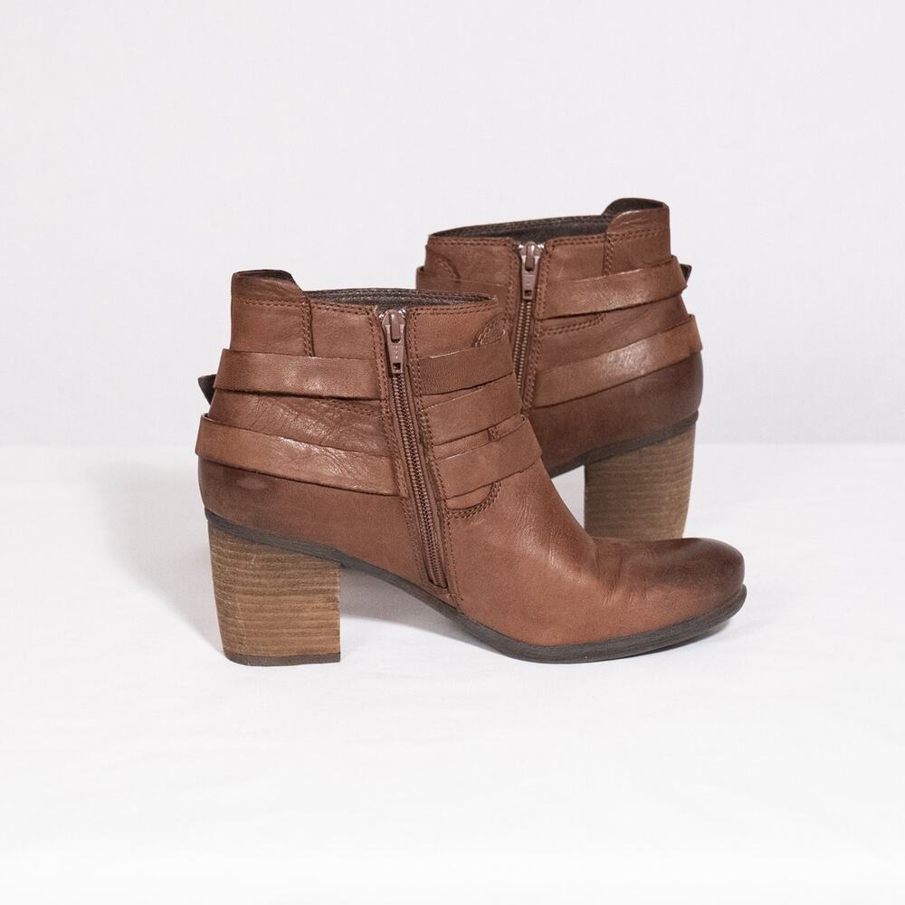 Josef Seibel Britney Brown Leather Ankle Boots EU 39 US 8-8.5 Classic Moto Biker - Picture 5 of 12